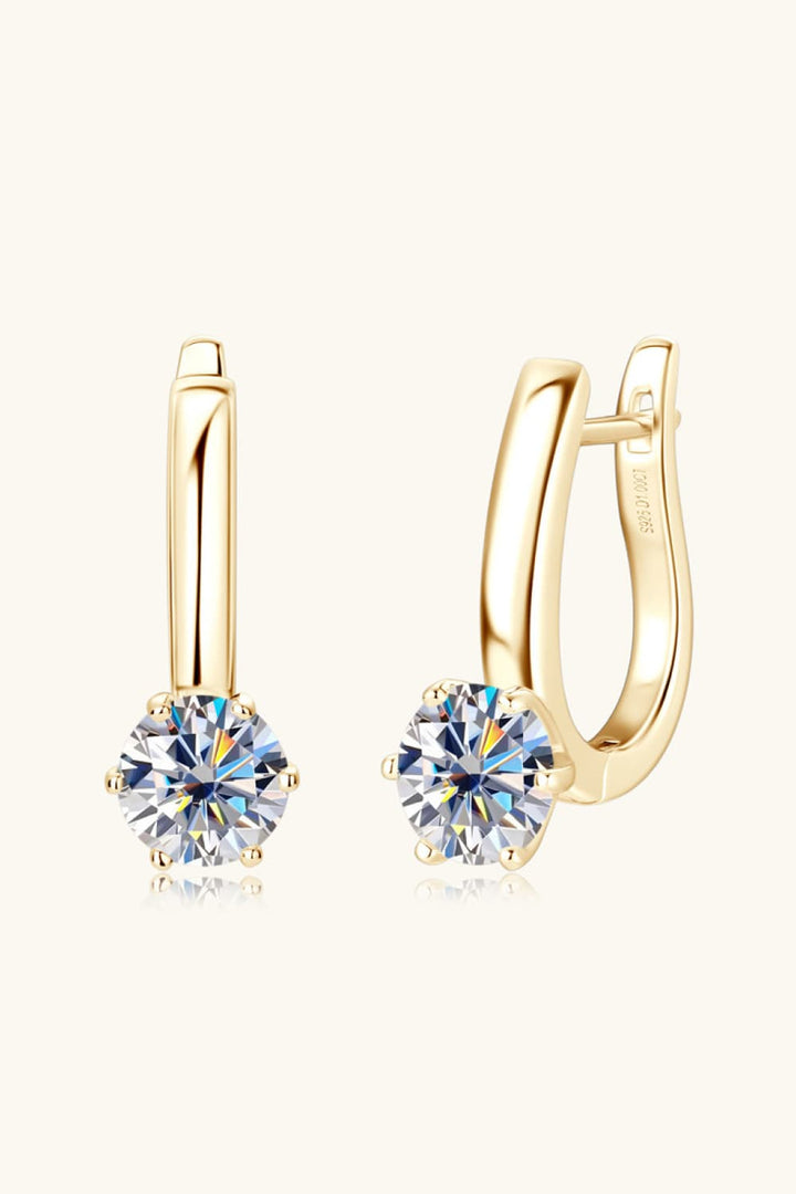 2 Carat Moissanite 925 Sterling Silver Loop Earrings - Silver, Gold