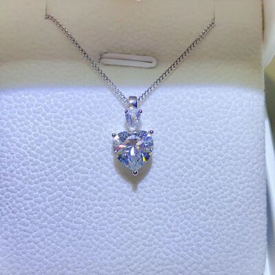 2-Carat Moissanite 925 Sterling Silver Heart-Pendant Necklace