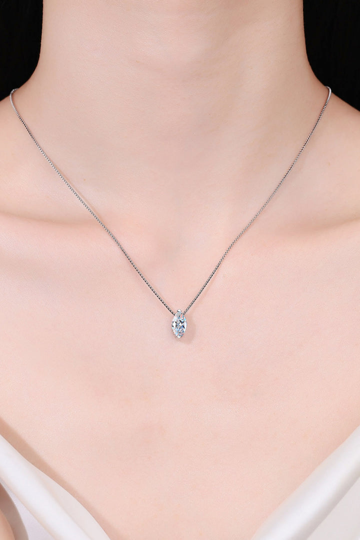 1 Carat Prolate Spheroid Moissanite 925 Sterling Silver Necklace - Silver