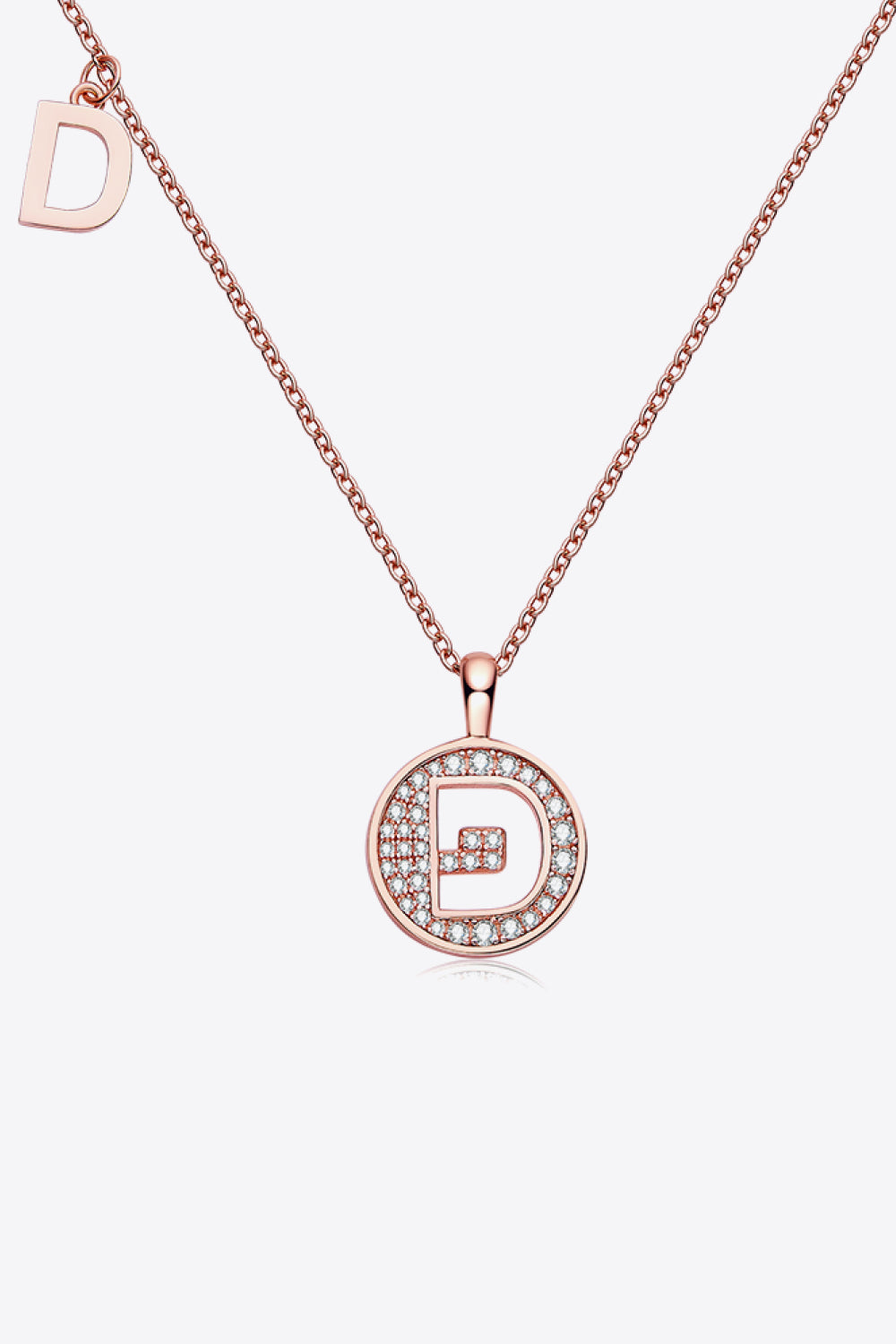 A To J Pendants Moissanite 925 Sterling Silver Necklace - Rose Gold