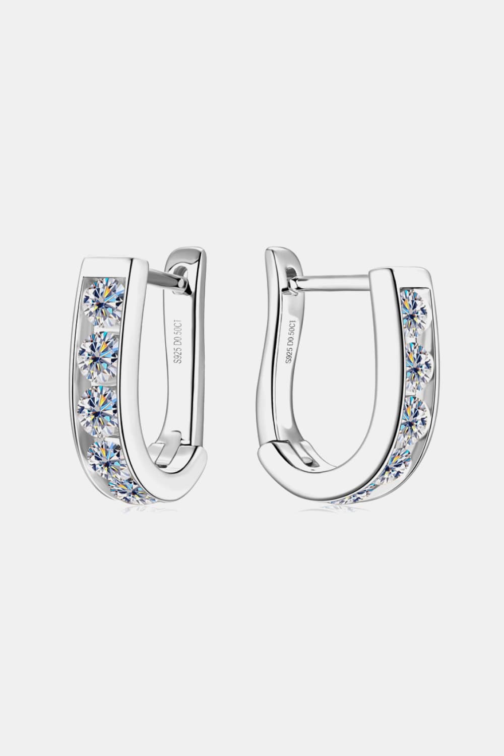 1 Carat Moissanite 925 Sterling Silver Inlaid Loop Earrings - Gold, Silver