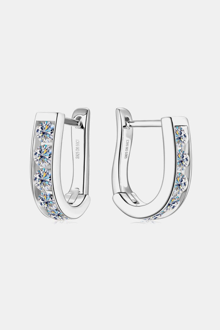 1 Carat Moissanite 925 Sterling Silver Inlaid Loop Earrings - Gold, Silver