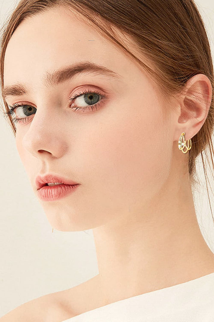 Moissanite 925 Sterling Silver Layered Earrings - Gold, Silver