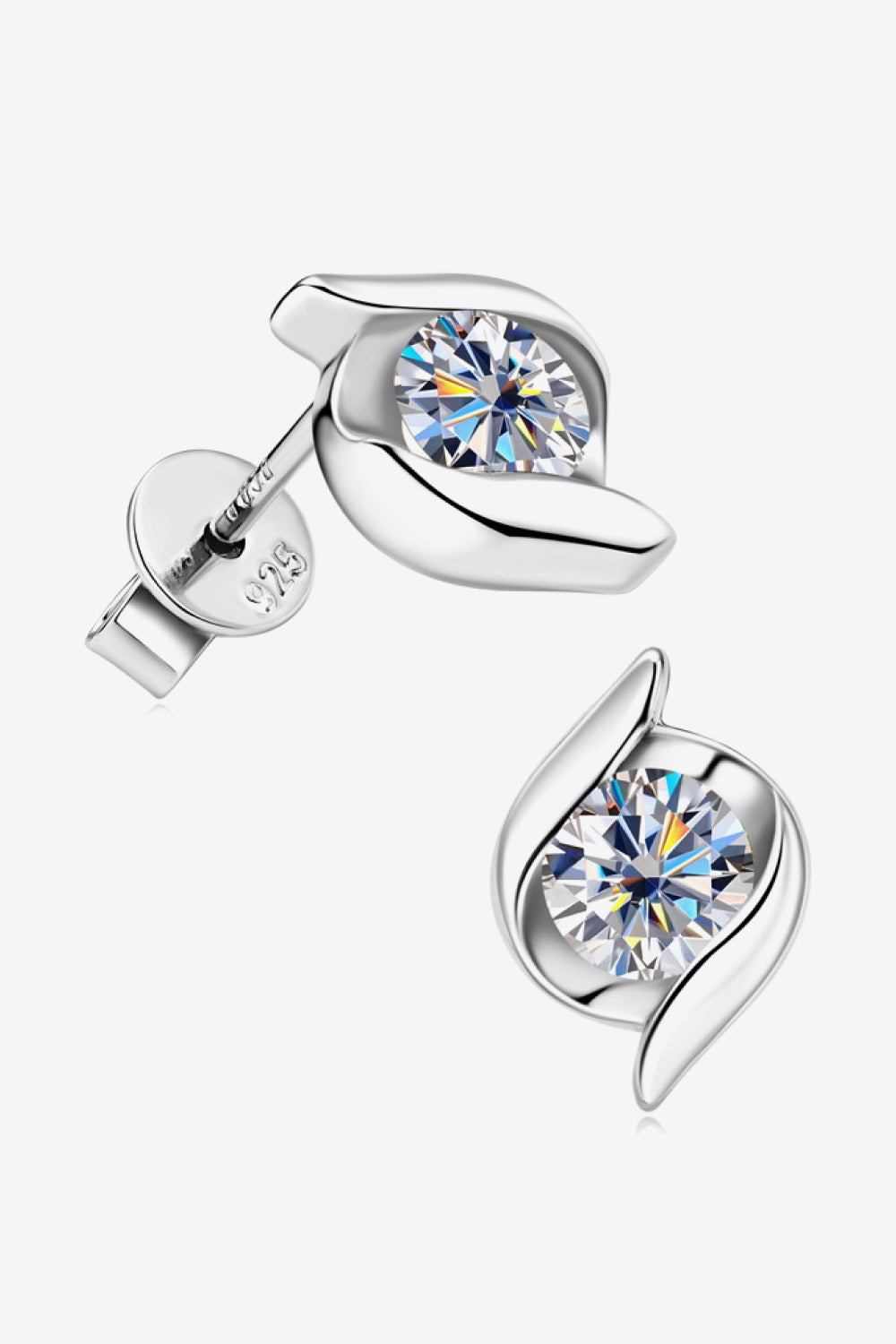 1 Carat Moissanite 925 Sterling Silver Stud Earrings - Gold, Silver