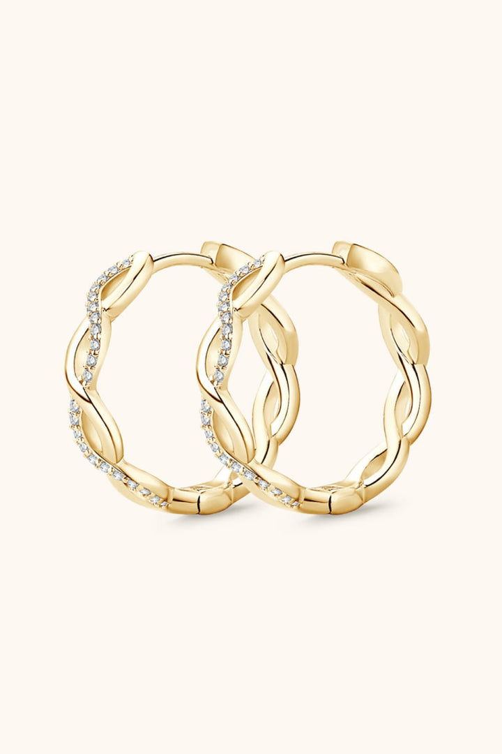 Moissanite 925 Sterling Silver Crisscross Hoop Earrings - Gold, Silver