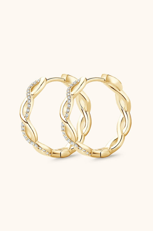 MOISSANITE 925 STERLING SILVER CRISSCROSS HOOP EARRINGS - GOLD, SILVER