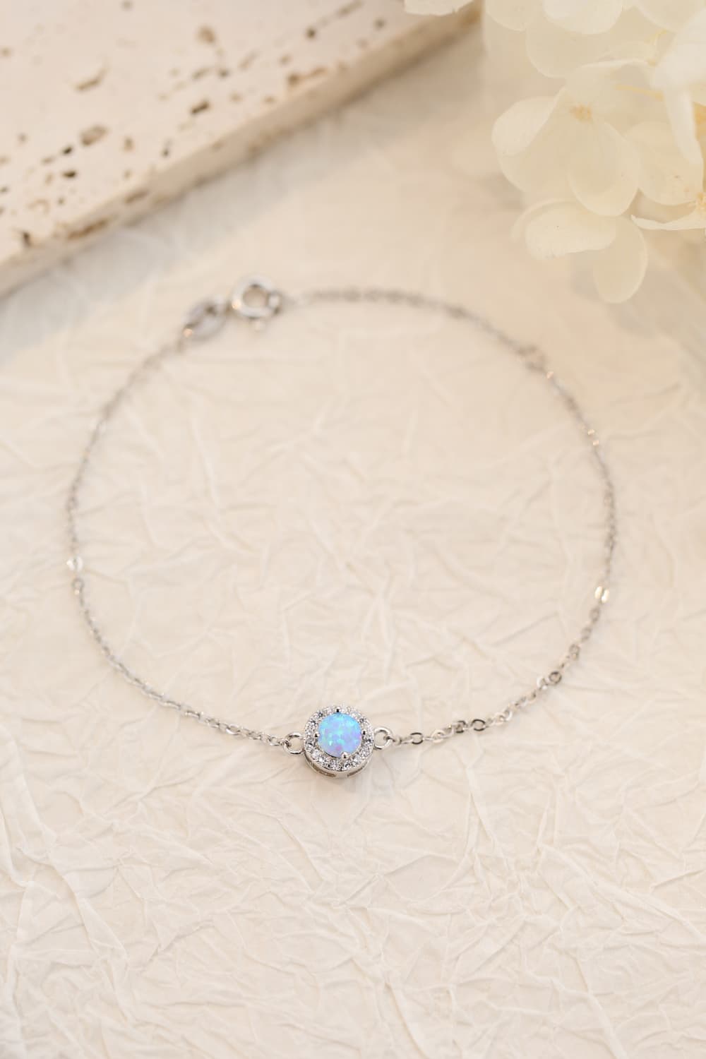 OPAL 925 STERLING SILVER BRACELET - SKY BLUE, WHITE