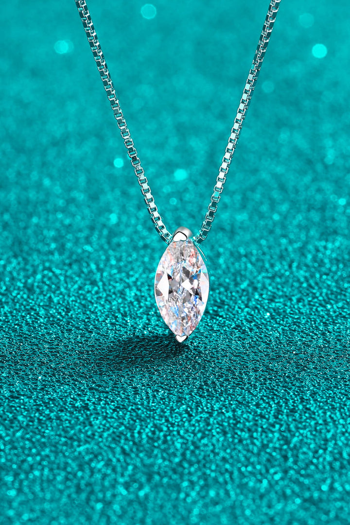 1 Carat Prolate Spheroid Moissanite 925 Sterling Silver Necklace - Silver