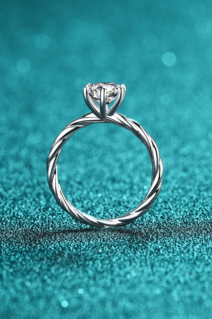 1 Carat Moissanite 6-Prong Twisted Ring - Silver