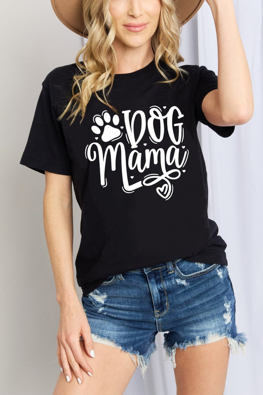 "Dog Mama" Graphic Round-Neck Short Sleeve T-Shirt - Multiple Colors - (S-3XL)