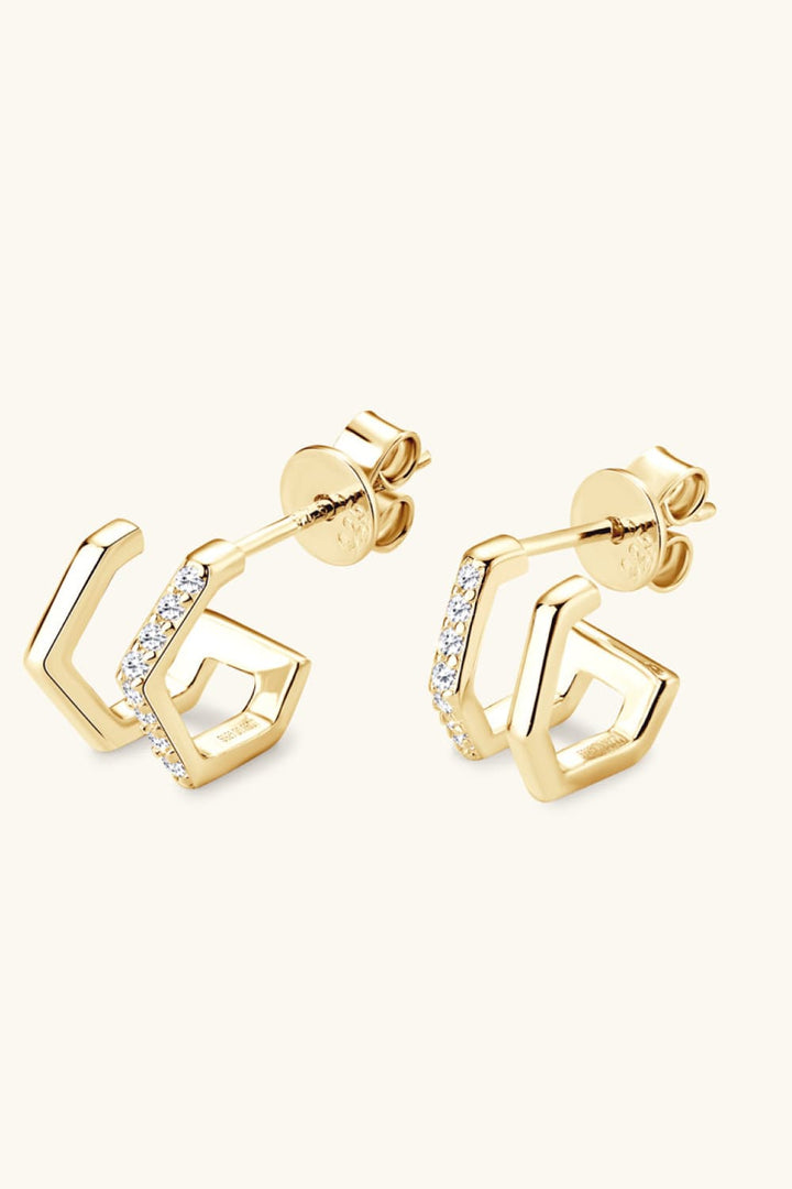 Moissanite 925 Sterling Silver Double-Layered Earrings - Gold, Silver