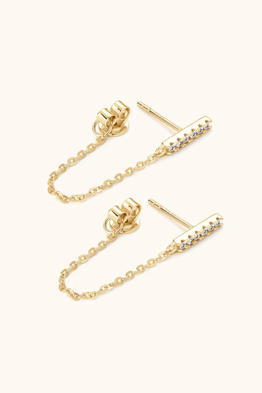 Moissanite 925 Sterling Silver Connected Earrings - Gold, Silver