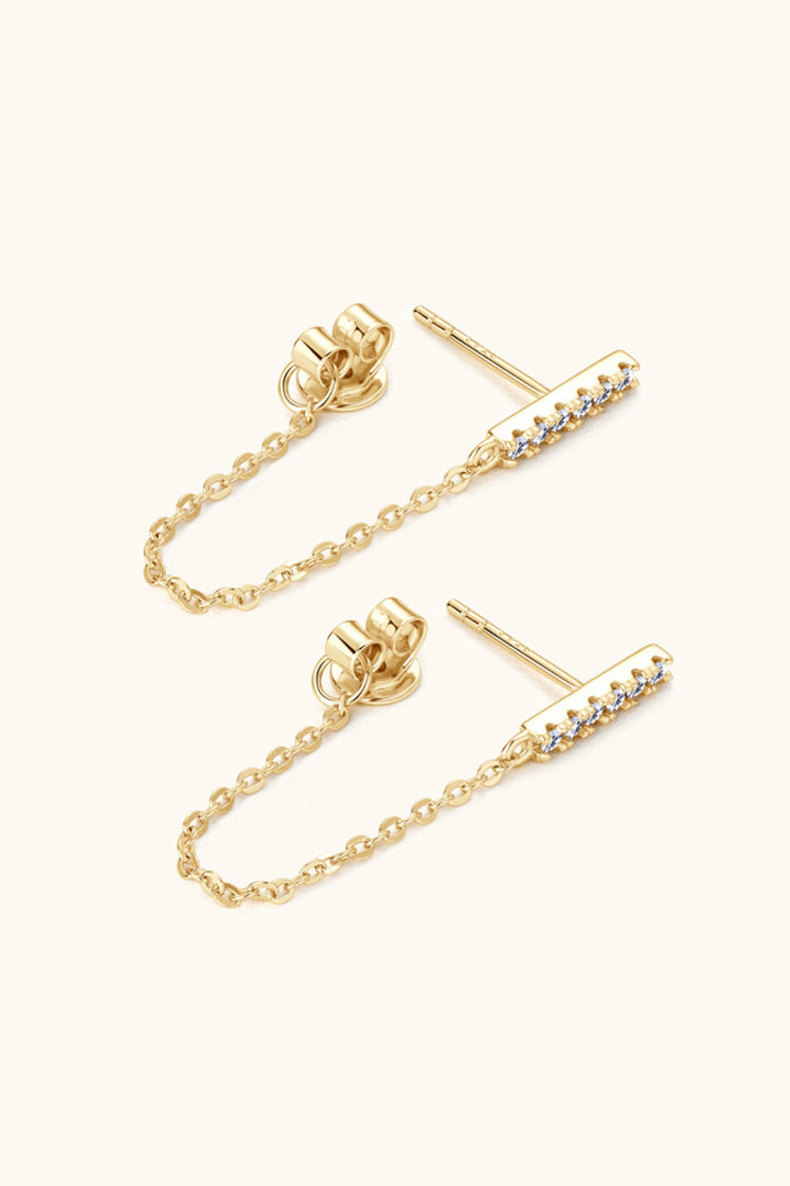 Moissanite 925 Sterling Silver Connected Earrings - Gold, Silver