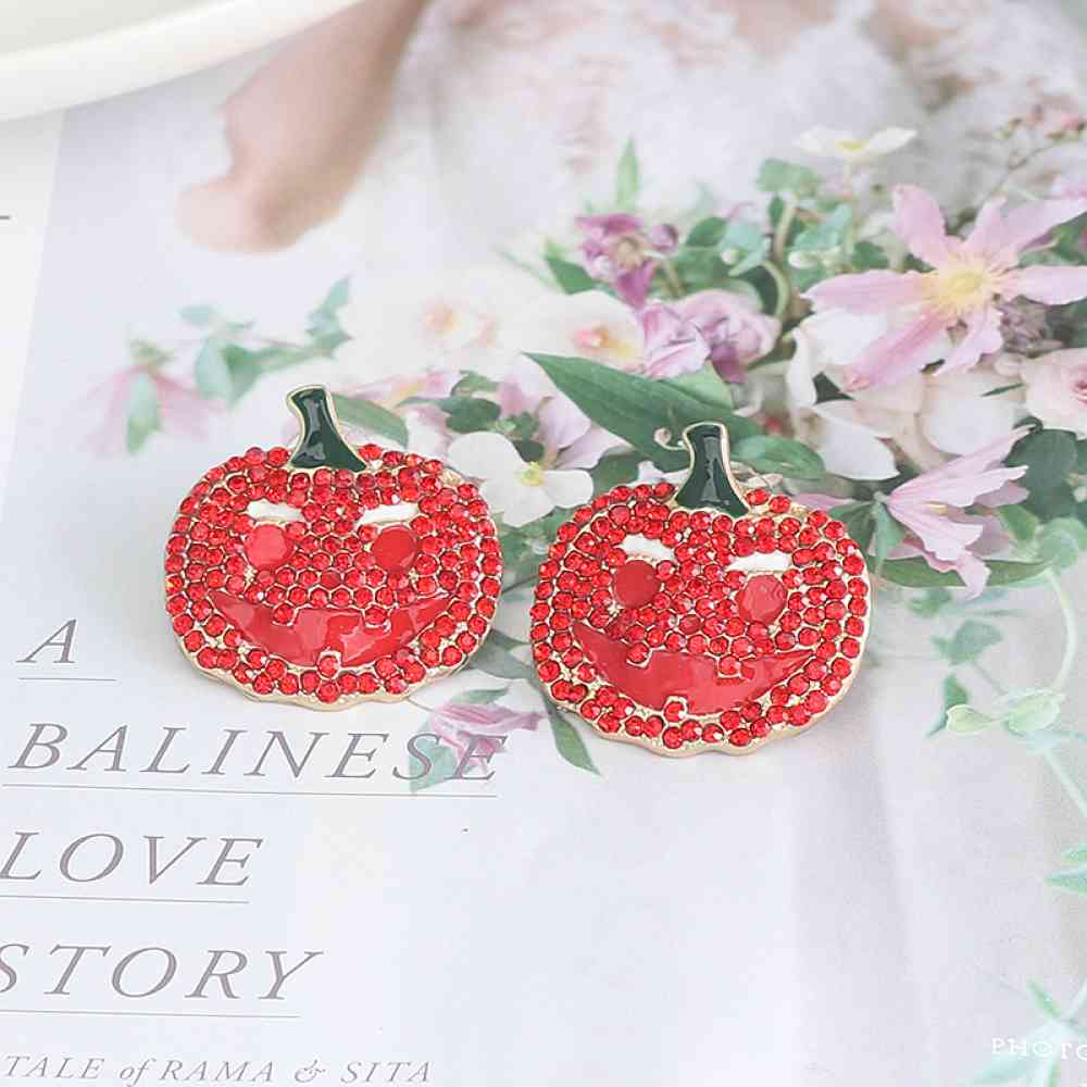 Pumpkin Rhinestone Alloy Earrings - Multiple Colors