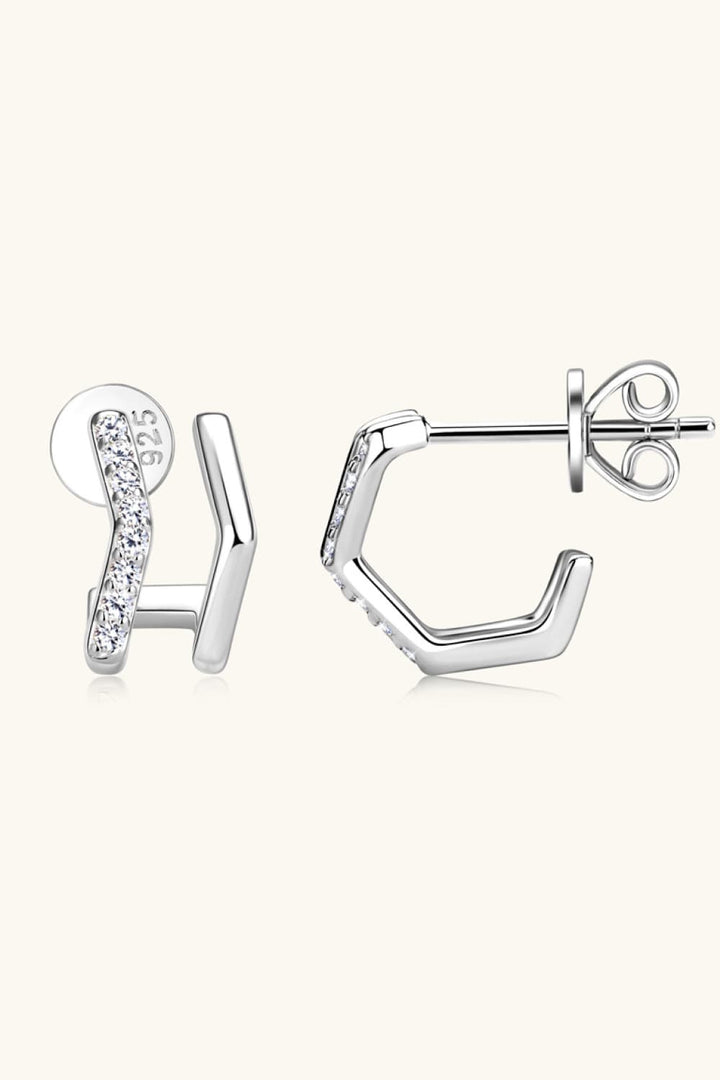 Moissanite 925 Sterling Silver Double-Layered Earrings - Gold, Silver