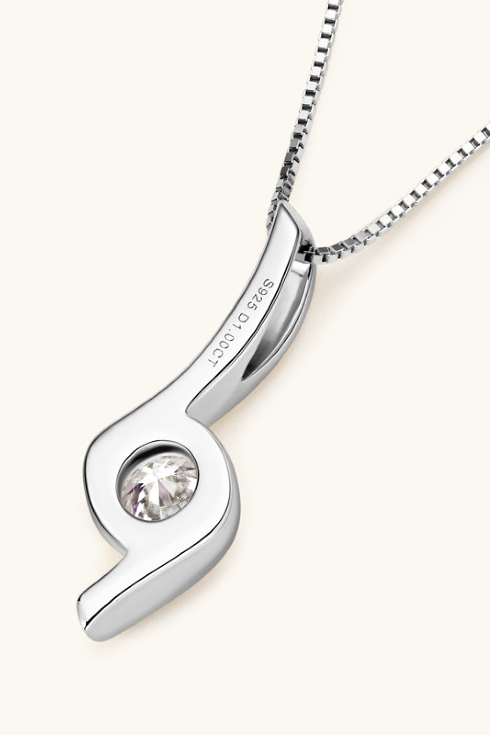 1 Carat Moissanite 925 Sterling Silver Ribbon-Pendant Necklace - Gold, Silver