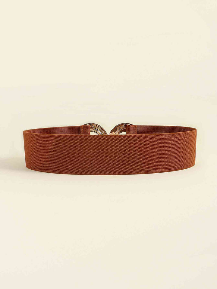 Geometric Gold Buckle Elastic Wide Belt - Multiple Colors