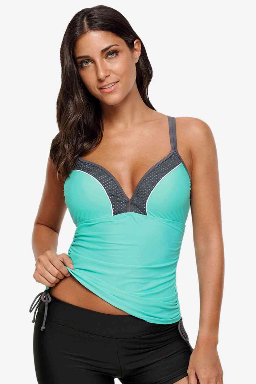 Contrast Sweetheart-Neck Swim Cami - Multiple Colors - (S-L)