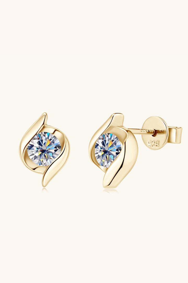 1 Carat Moissanite 925 Sterling Silver Stud Earrings - Gold, Silver