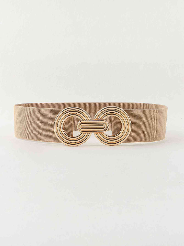 Geometric Gold Buckle Elastic Wide Belt - Multiple Colors