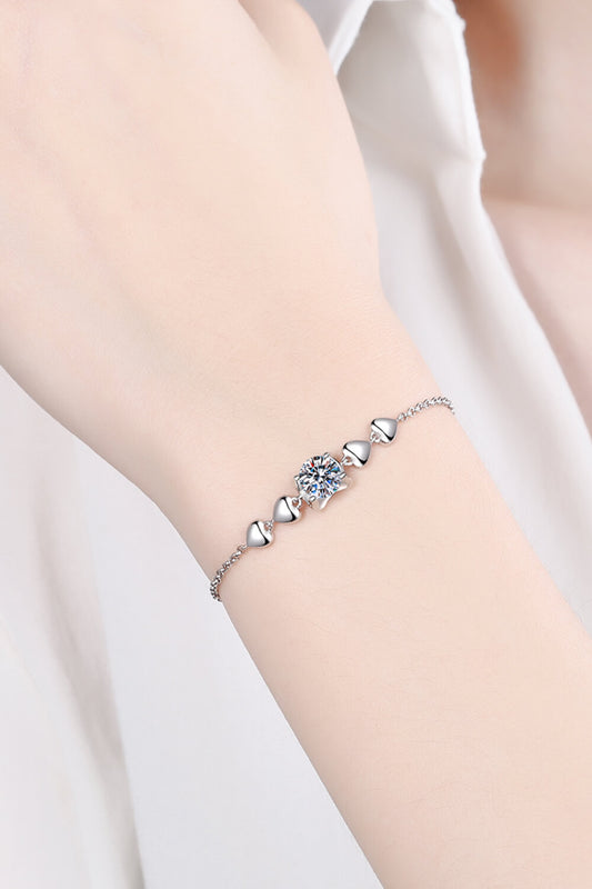 1 CARAT MOISSANITE 925 STERLING SILVER HEART BRACELET