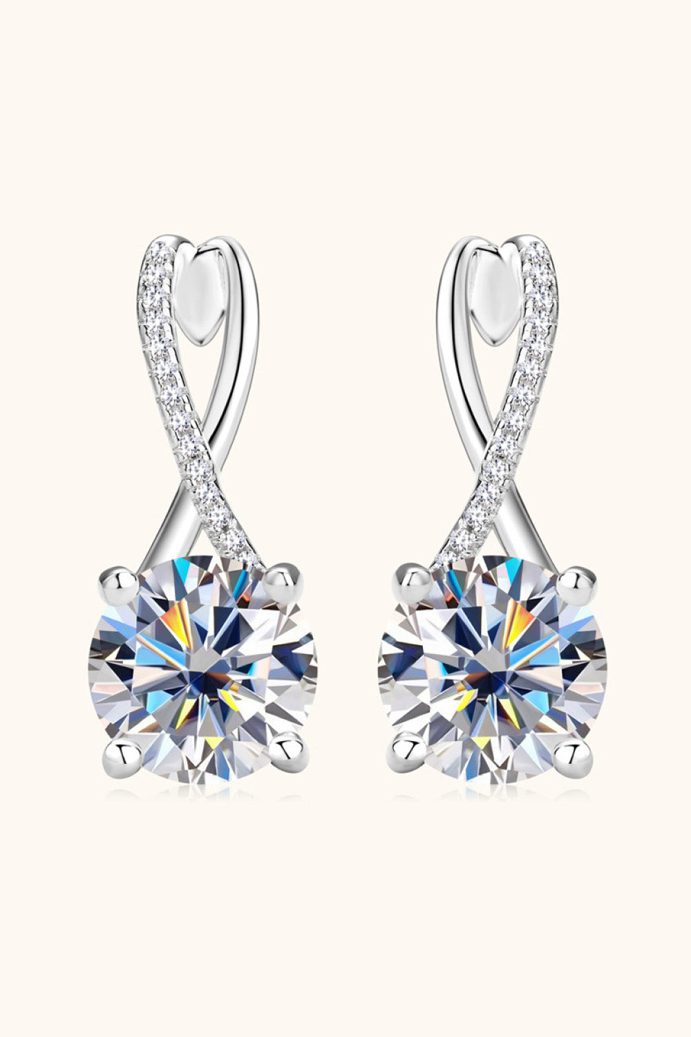 4 Carat Moissanite 925 Sterling Silver Crisscross Earrings - Gold, Silver