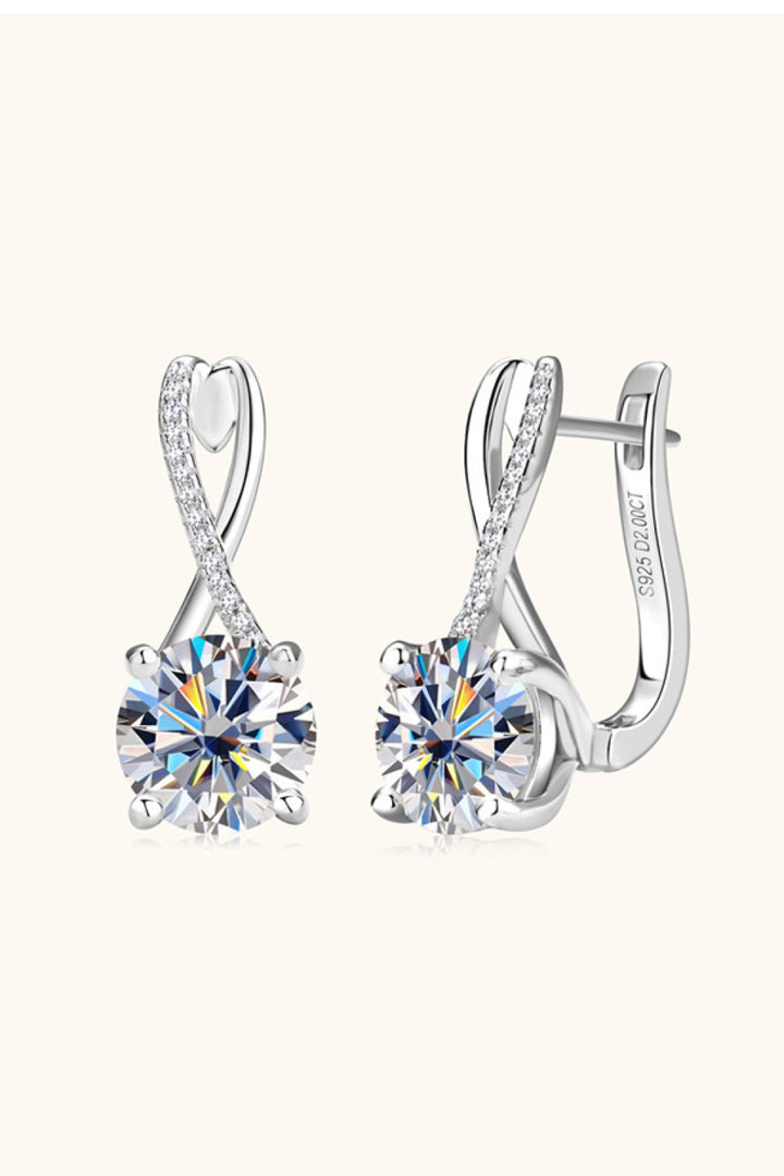 4 Carat Moissanite 925 Sterling Silver Crisscross Earrings - Gold, Silver