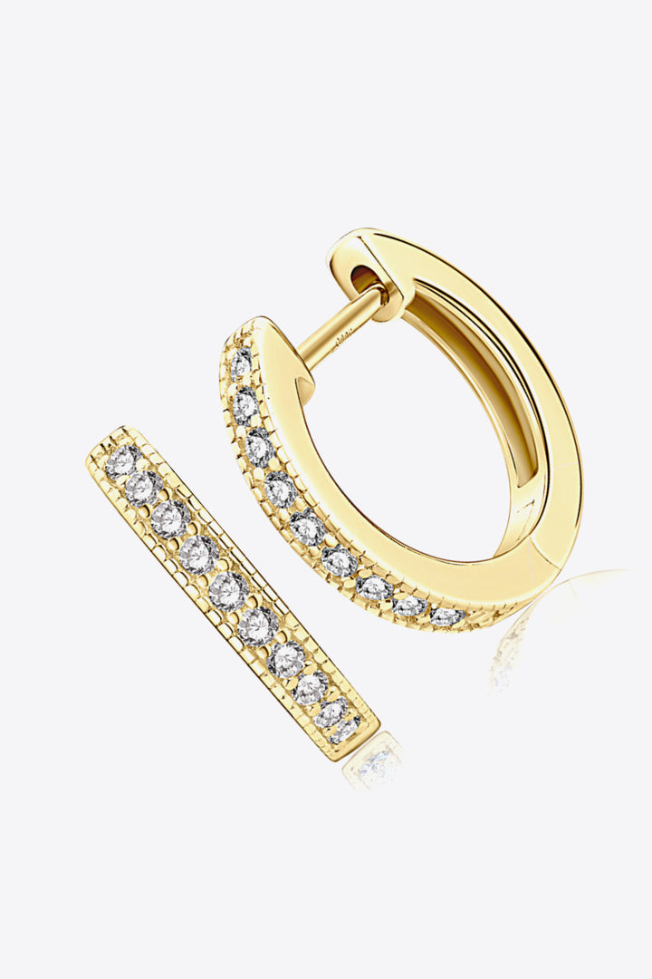 Inlaid Moissanite 925 Sterling Silver Hoop Earrings - Silver, Gold