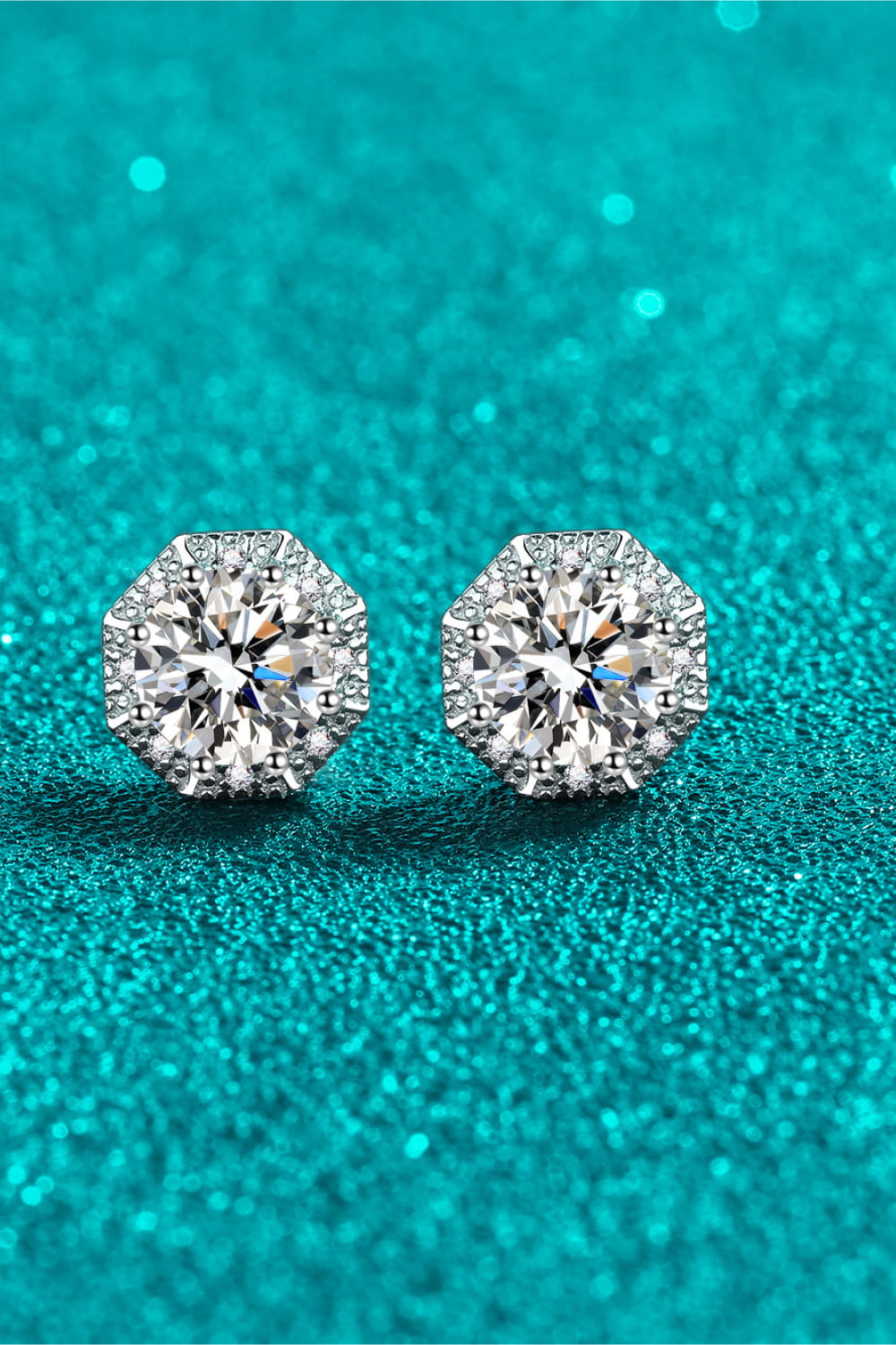 2 Carat Moissanite &amp; Zircon 925 Sterling Silver Stud Earrings - Silver