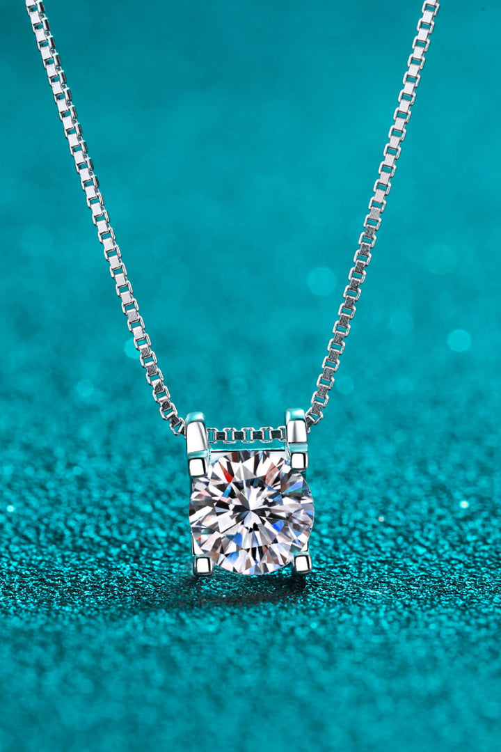 1 Carat Moissanite Heart-Pendant 925 Sterling Silver Chain Necklace - Silver