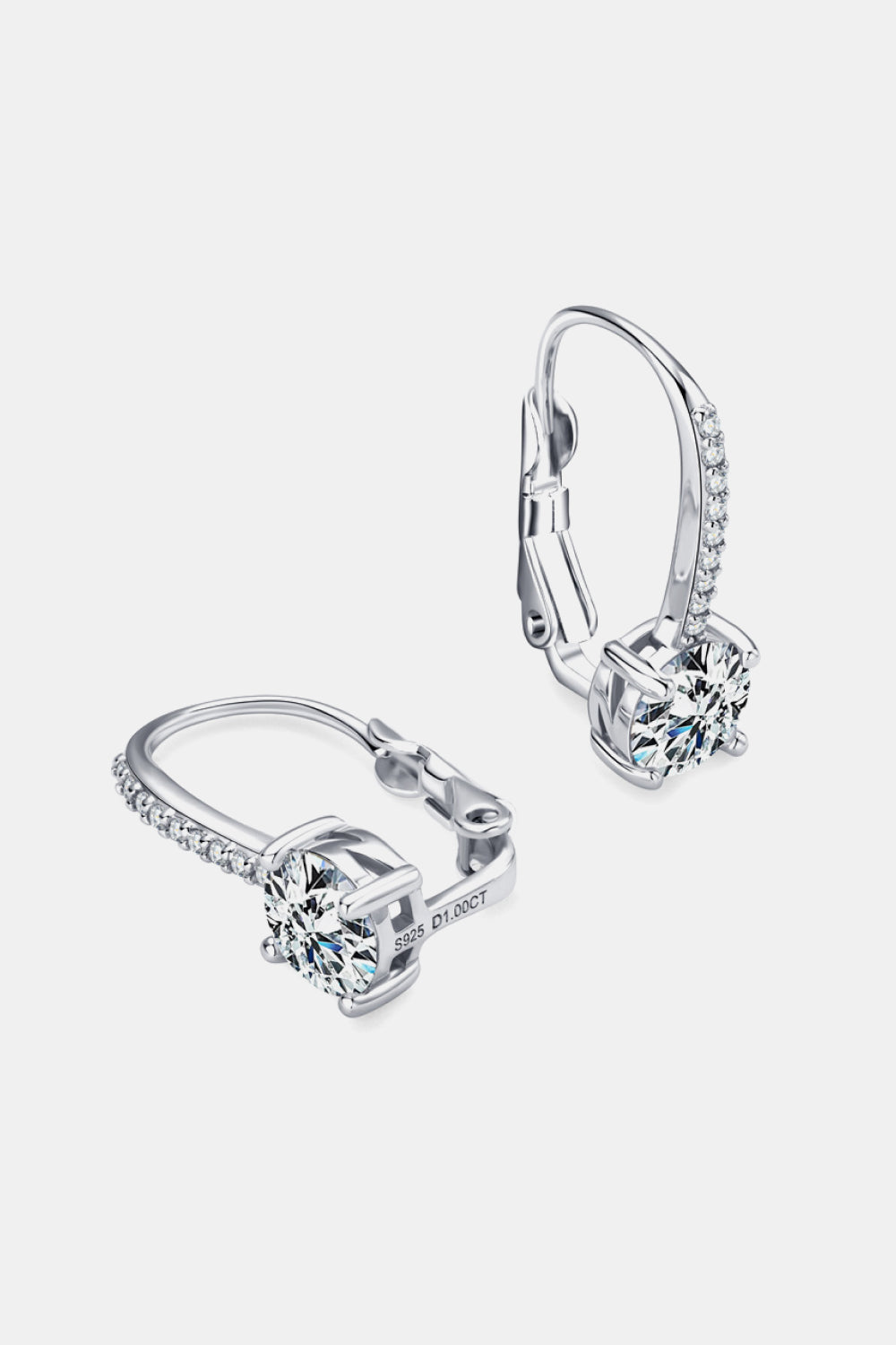 2 Carat Round Moissanite &amp; Zircon 925 Sterling Silver Drop Earrings - Gold, Silver