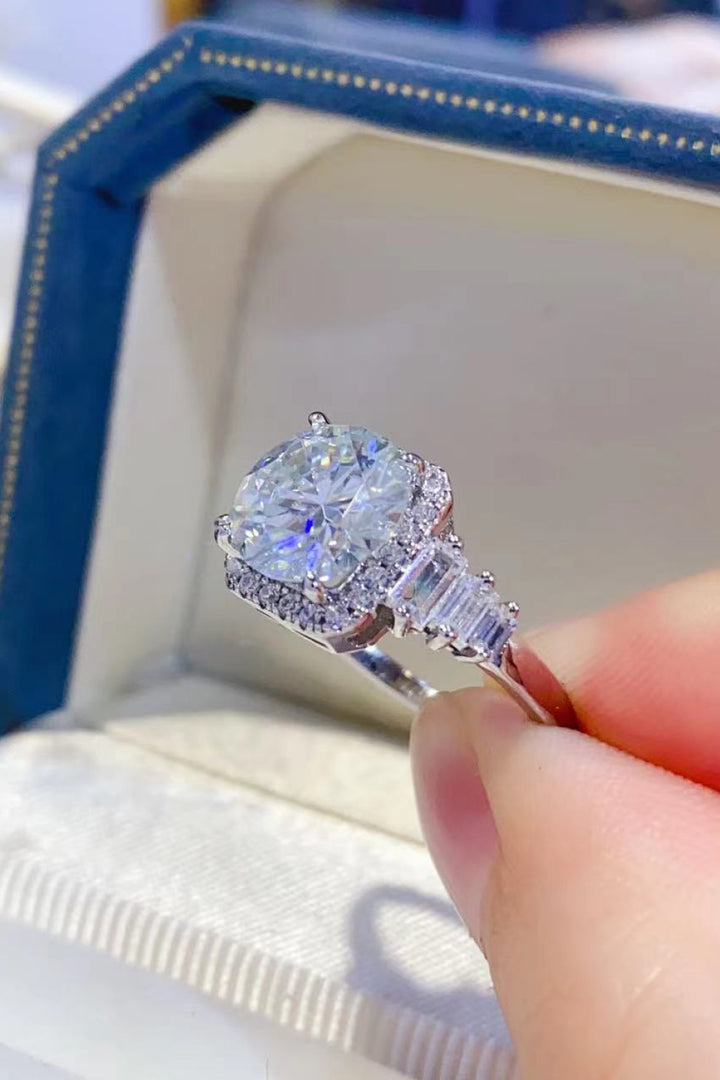 2 Carat Moissanite 925 Sterling Silver Square Halo Ring
