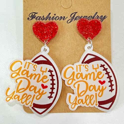 Sports-Themed With Heart Shape Acrylic Dangle Earrings - Multiple Styles