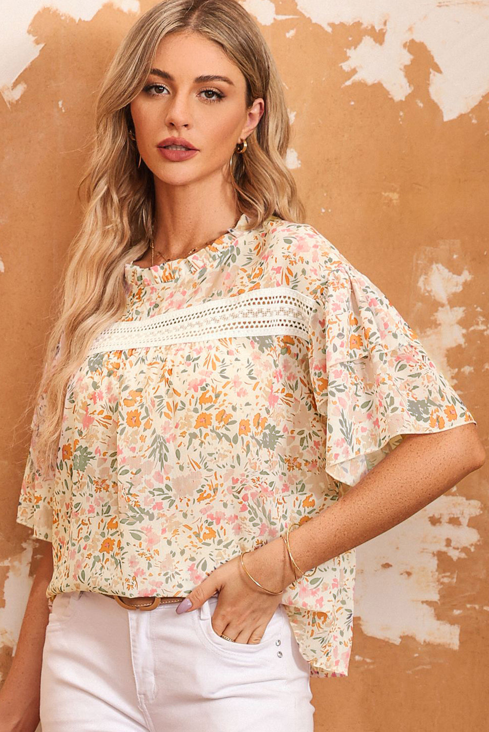 Casual Round-Neck Short Sleeve Floral Blouse - (S-XL)