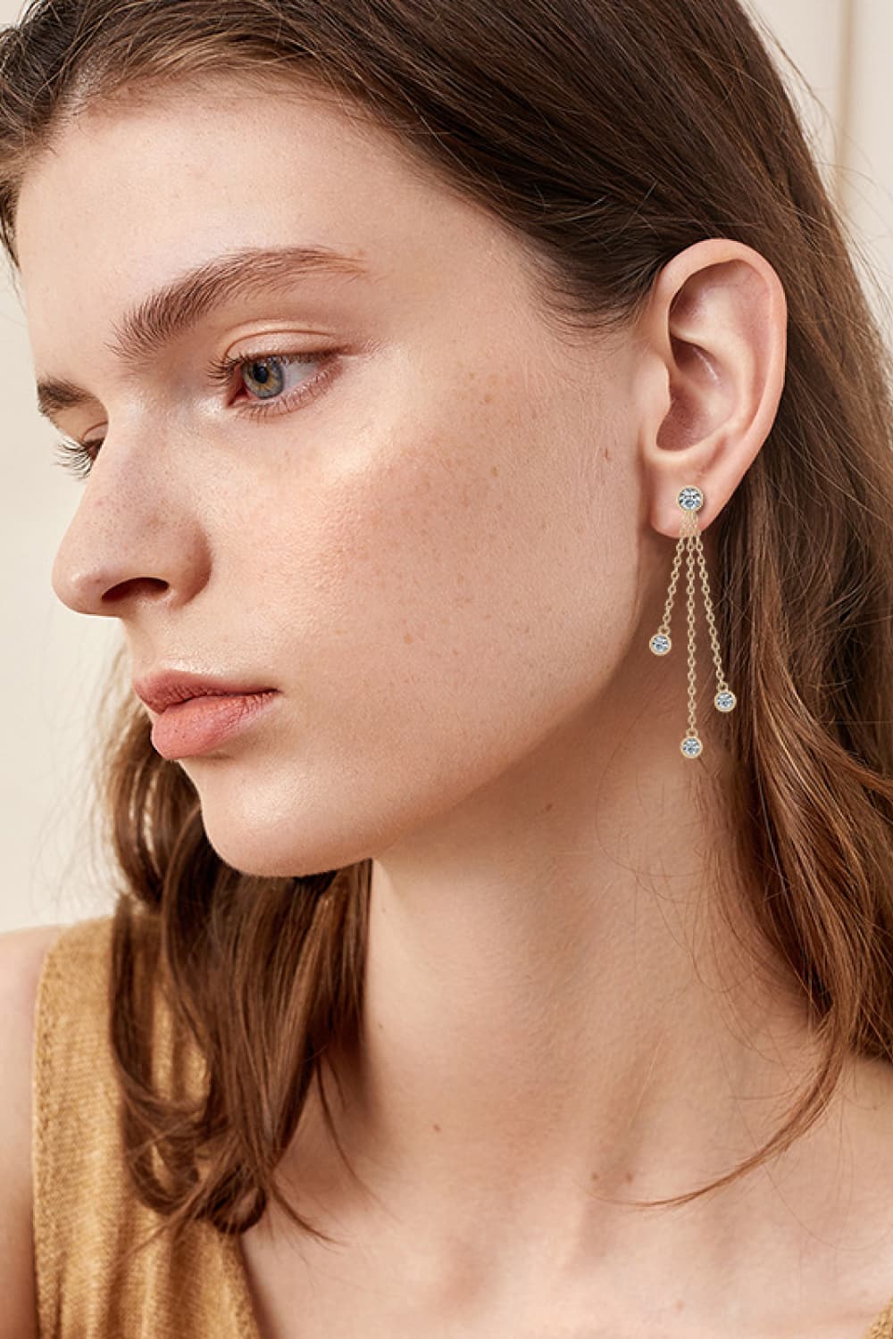 1.2 Carat Moissanite Layered Chain Earrings - Silver, Gold