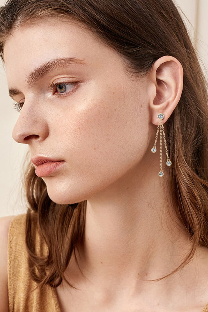1.2 Carat Moissanite Layered Chain Earrings - Silver, Gold