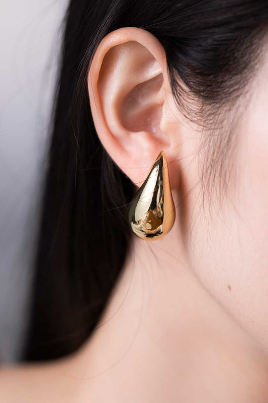 LARGE WATER-DROP BRASS EARRINGS - GOLD, SILVER, COPPER