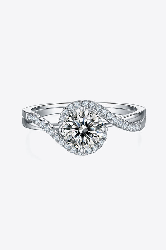1 CARAT MOISSANITE 925 STERLING SILVER CRISSCROSS RING