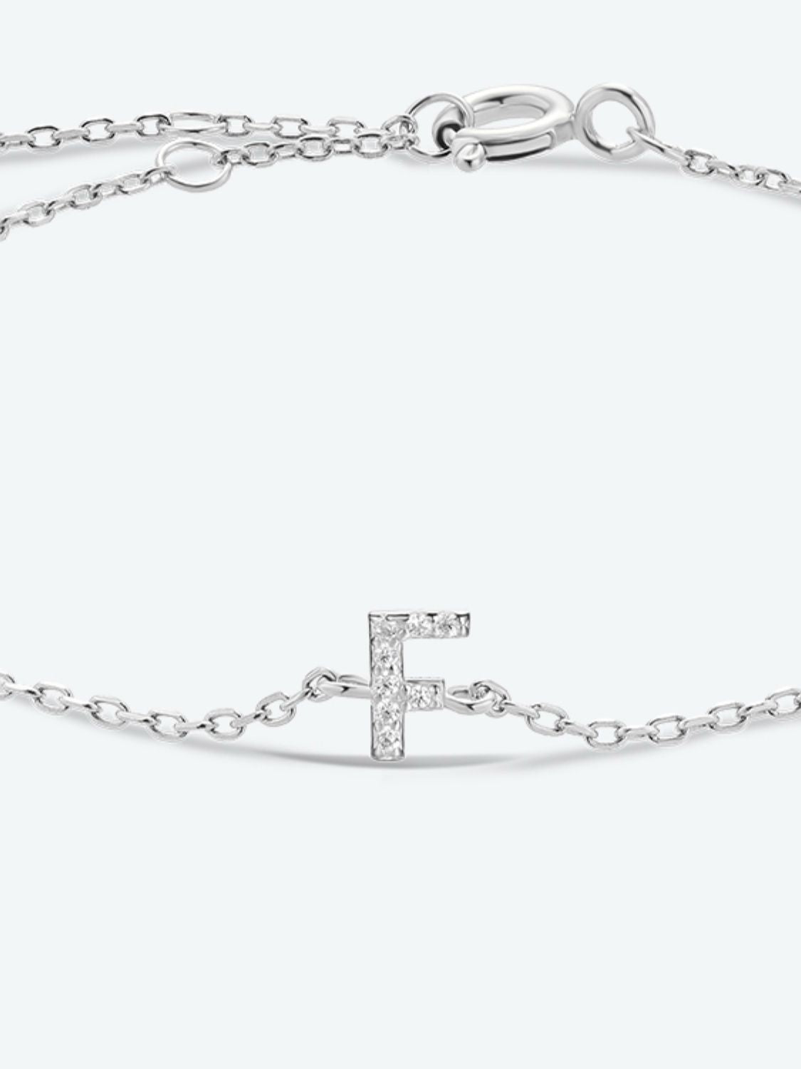 LETTERS A TO F ZIRCON PENDANT 925 STERLING SILVER BRACELET - GOLD, SILVER