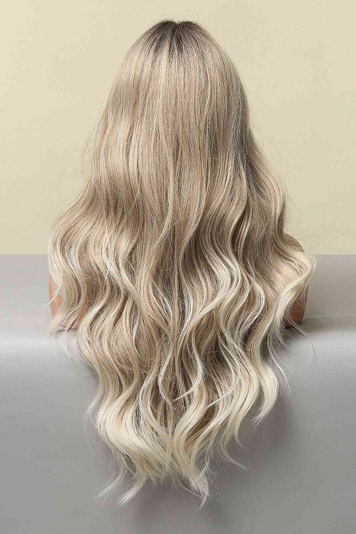 Full-Machine Long-Wave Synthetic 26" Wig - Light Brown/Blonde Balayage