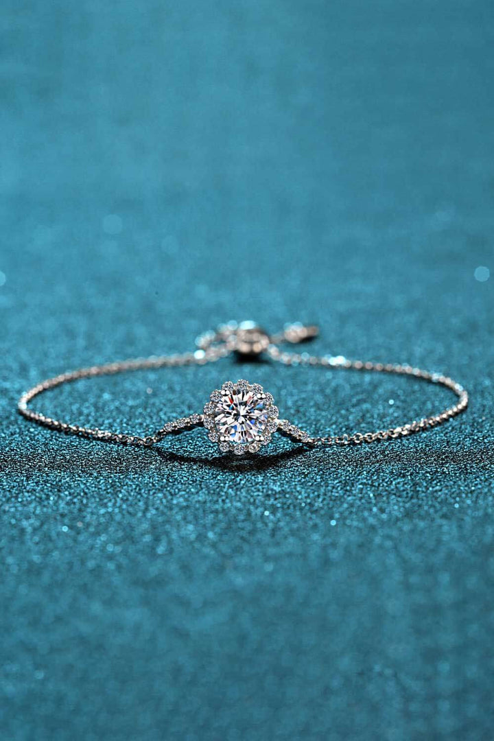 1 Carat Moissanite 925 Sterling Silver Chain Bracelet