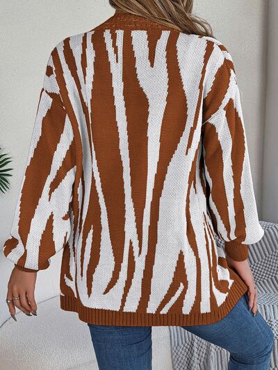 Animal-Print Open-Front Cardigan - Multiple Colors - (S-L)