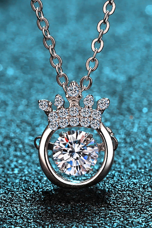 0.5-Carat Moissanite 925 Sterling Silver Crown-Pendant Necklace - Silver