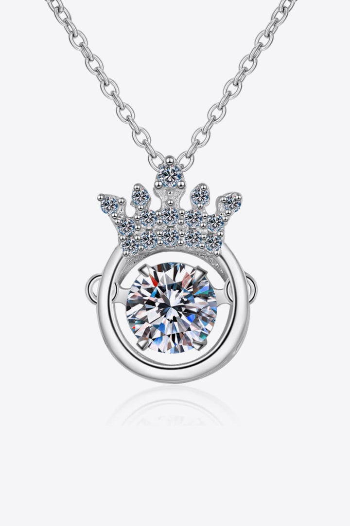 0.5-Carat Moissanite 925 Sterling Silver Crown-Pendant Necklace - Silver