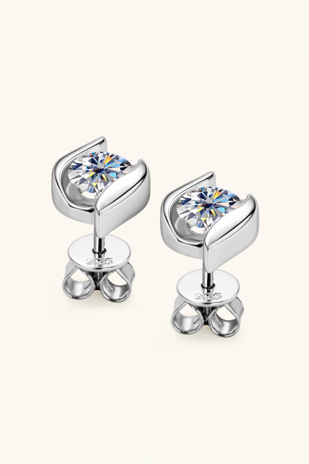 1 Carat Moissanite 925 Sterling Silver Stud Earrings - Gold, Silver