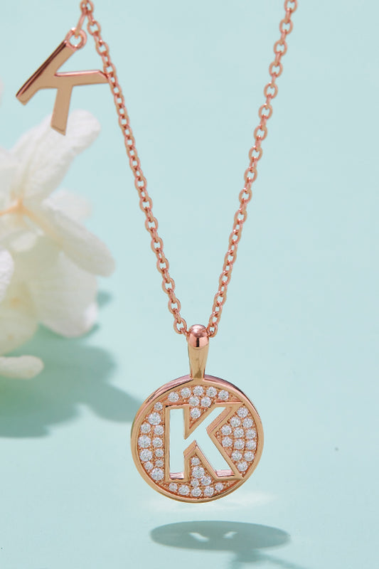 K To T Pendants Moissanite 925 Sterling Silver Necklace - Rose Gold