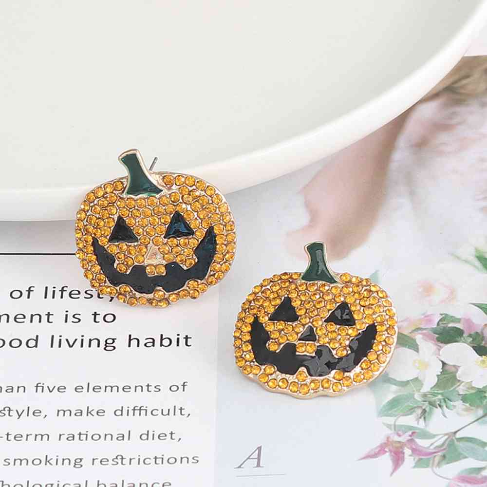 Pumpkin Rhinestone Alloy Earrings - Multiple Colors