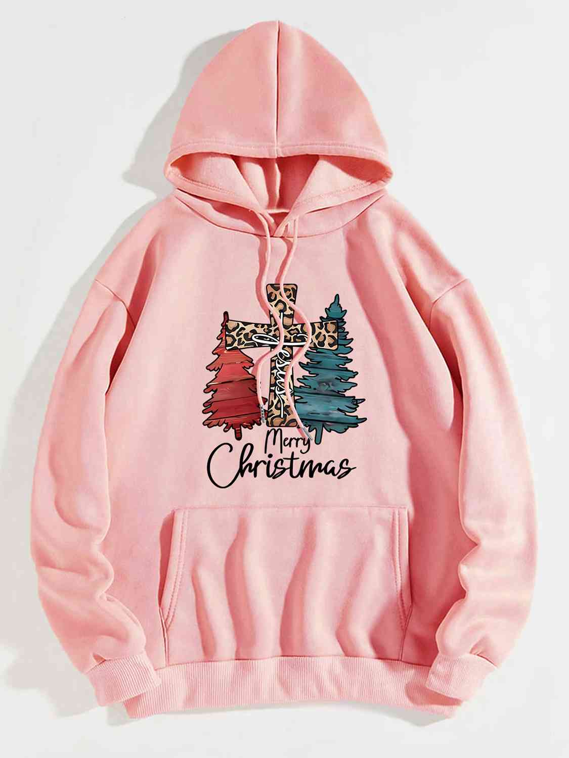 "Merry Christmas" Graphic Drawstring Hoodie - Multiple Colors - (S-XL)