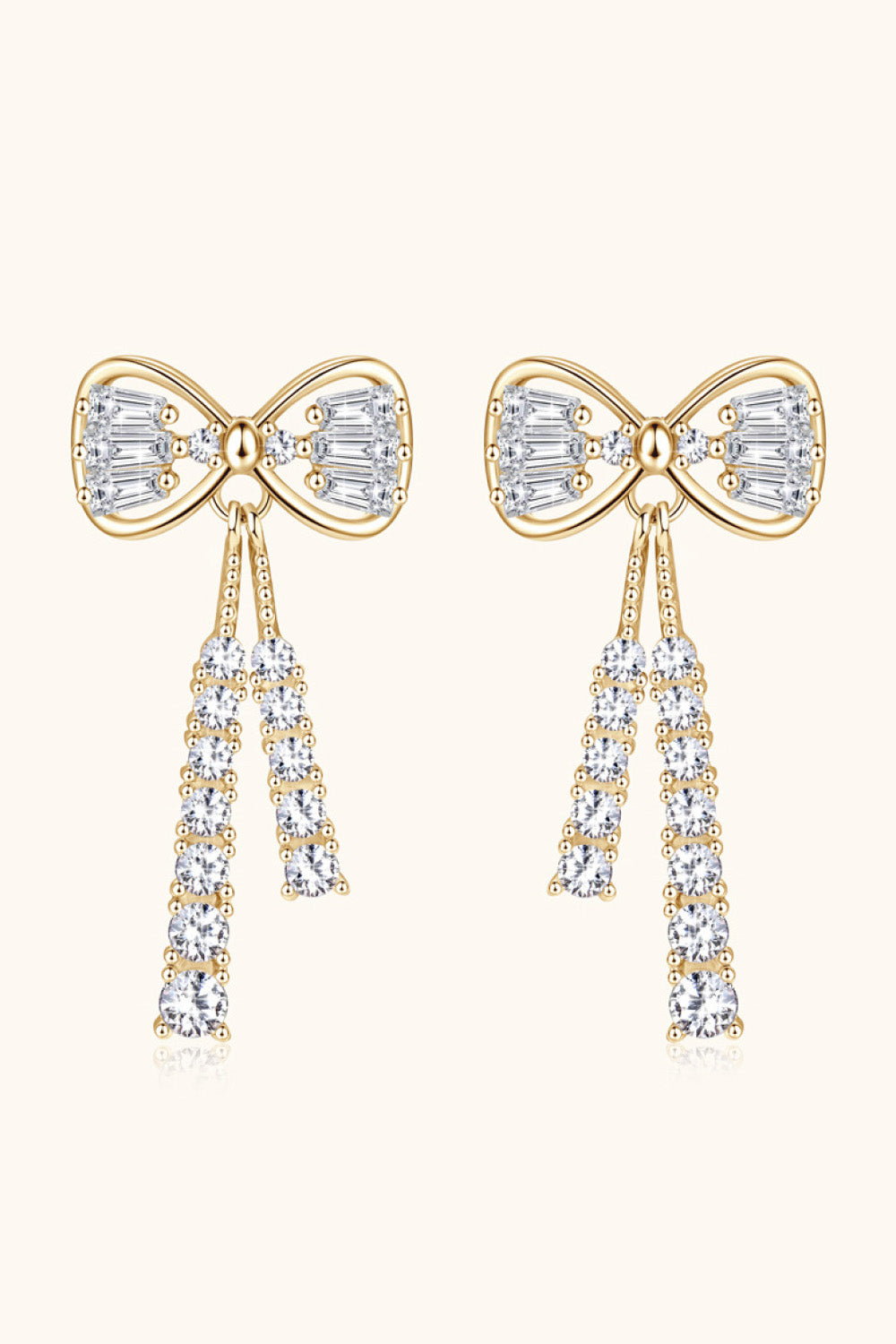 1.12 Carat Moissanite 925 Sterling Silver Bow Earrings - Silver, Gold