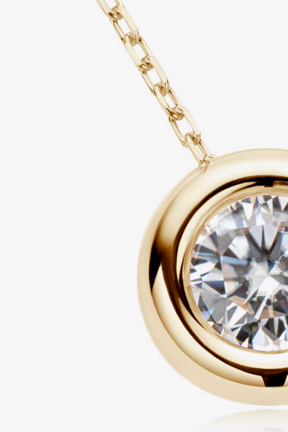 1 Carat Moissanite Round-Pendant 925 Sterling Silver Necklace - Gold, Rose Gold, Silver